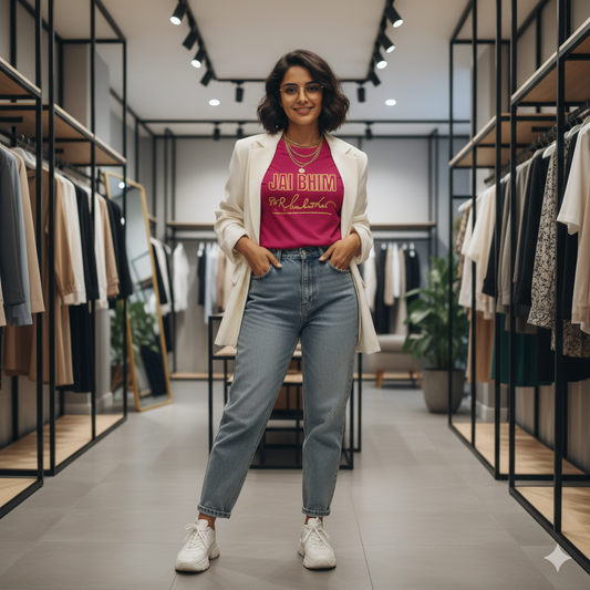 Maroon Cotton T-Shirt with Dr. B.R. Ambedkar Signature & Jai Bhim Print